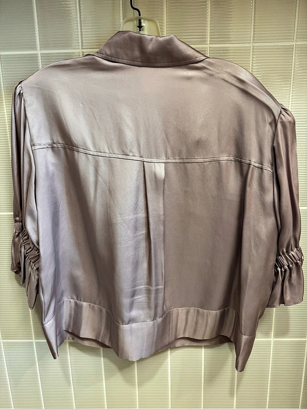🦄 rare Cinq a Sept 5à7 Holly Ruffle Sleeve Utility Shirt-Jacket Lavender-Pink Si - Picture 5 of 6